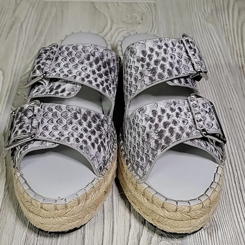Logo by Lori Goldstein Lindsay Leather Snake Double Strap Sandals Womens Size 6
